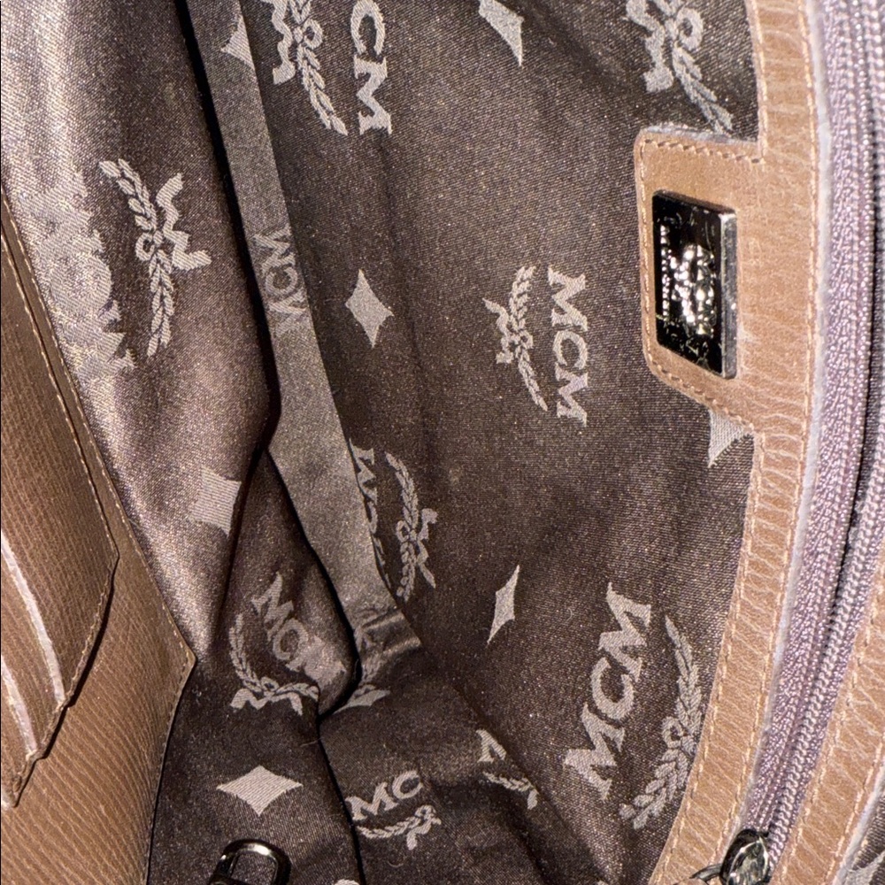 MCM Tan and Brown Logo Messenger Bag - Picture 11 of 14